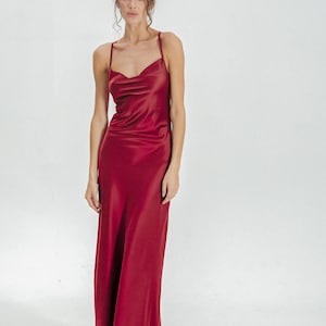 Prom Dress, Silk Dress, Openback Dress, Cowl Neck Dress, Long Dress, Maxi Dress, Cocktail Dress, Summer Dress Evening Dress Backless Dress Burgundy