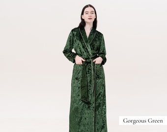 Christmas Robe, XMAS Dressing Gown, Dressing Gown for Women, Women's Bathrobe Long Velvet Robe Velvet Dressing Gown Silk Velvet Long Robe