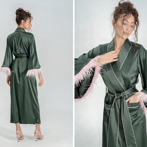Feather Robe, Feather Dressing Gown, Silk Dressing Gown, Silk Robe ...