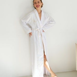 Bride Robe, Bride Dressing Gown, Personalized Bridal Robe Bridesmaid Robe Set White Robe Satin Silk Robe Long Robes Getting Ready Party Robe image 6