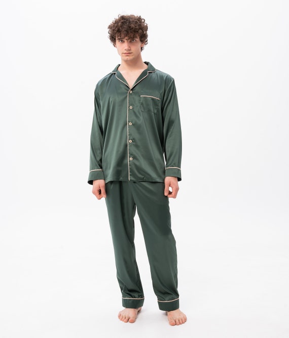 Buy Men s Pyjamas Christmas Gift for Him Men s Pajamas Custom Mens Pyjama Set Personalised Mens Pjs Mens Silk Satin Luxury Pjs Long Sleeve Online in India Etsy
