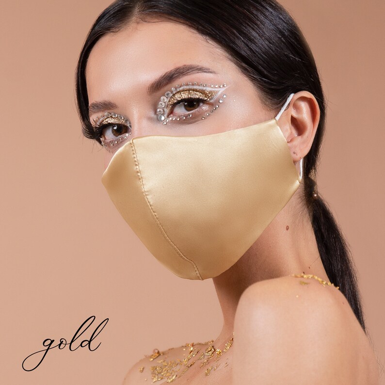 Dusty Blue Satin Mask 4 Layer With Nose Wire / Silk Face Masks Etsy UK