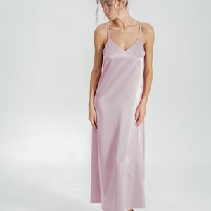 Vestido de seda, Camisón de seda, Vestido lencero de seda, Vestido lencero de satén, Slip largo de seda, Camisón de satén, Camisón Chemise, Vestido de verano, Camisón Blush Pink