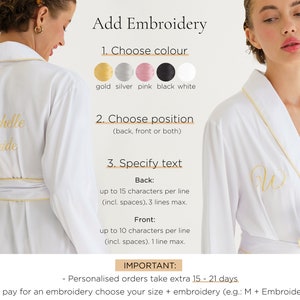 Bride Robe, Bride Dressing Gown, Personalized Bridal Robe Bridesmaid Robe Set White Robe Satin Silk Robe Long Robes Getting Ready Party Robe image 2