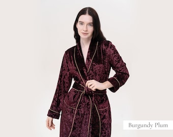 Dressing Gown for Women, Women's Bathrobe, Christmas Robe, XMAS Dressing Gown, Long Velvet Robe Velvet Dressing Gown Silk Velvet Long Robe