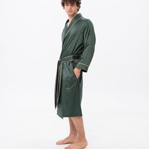 Custom Men's Dressing Gown, Gift for Him, Personalised Men's Robe, Silk Dressing Gown, Satin Robe, Mens Lightweight Robe, Long Designer image 8