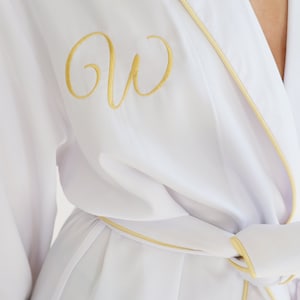 Bride Robe, Bride Dressing Gown, Personalized Bridal Robe Bridesmaid Robe Set White Robe Satin Silk Robe Long Robes Getting Ready Party Robe image 5