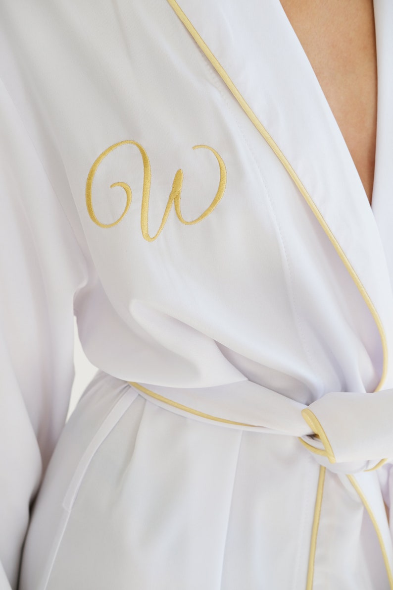 Bride Robe, Bride Dressing Gown, Personalized Bridal Robe Bridesmaid Robe Set White Robe Satin Silk Robe Long Robes Getting Ready Party Robe image 5