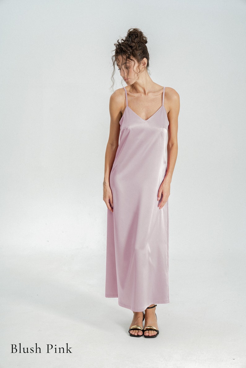 Silk Nightgown, Silk Slip Dress, Silk Dress, Satin Slip Dress, Long Silk Slip, Satin Nightgown, Chemise Nightdress, Nightie Summer Dress, Blush Pink