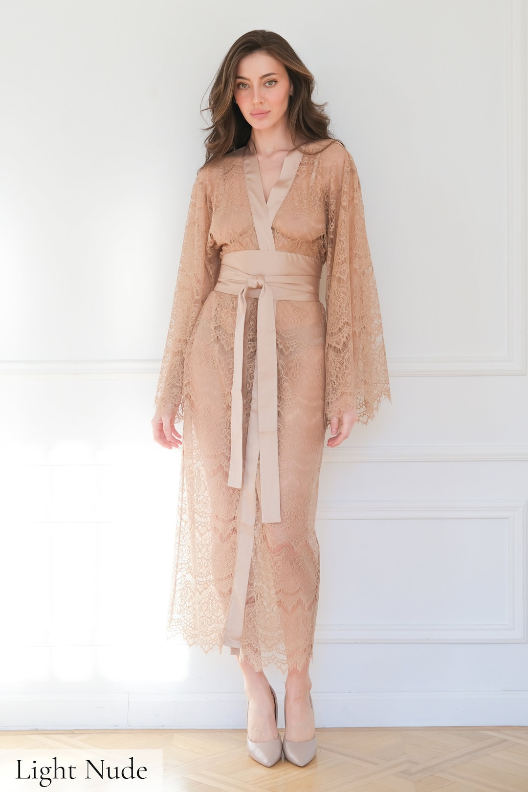 Long Silk Robe For Women Lingerie See Through Robe Sheer Robe Lace Long Silk Robe For Women Lingerie See Through Robe Sheer Robe Lace