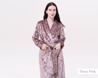 Women's Bathrobe, Velvet Robe, Velvet Dressing Gown, Dressing Gown for Women Bridesmaid Robe Bridal Party Silk Velvet Long Robe Robe for Her