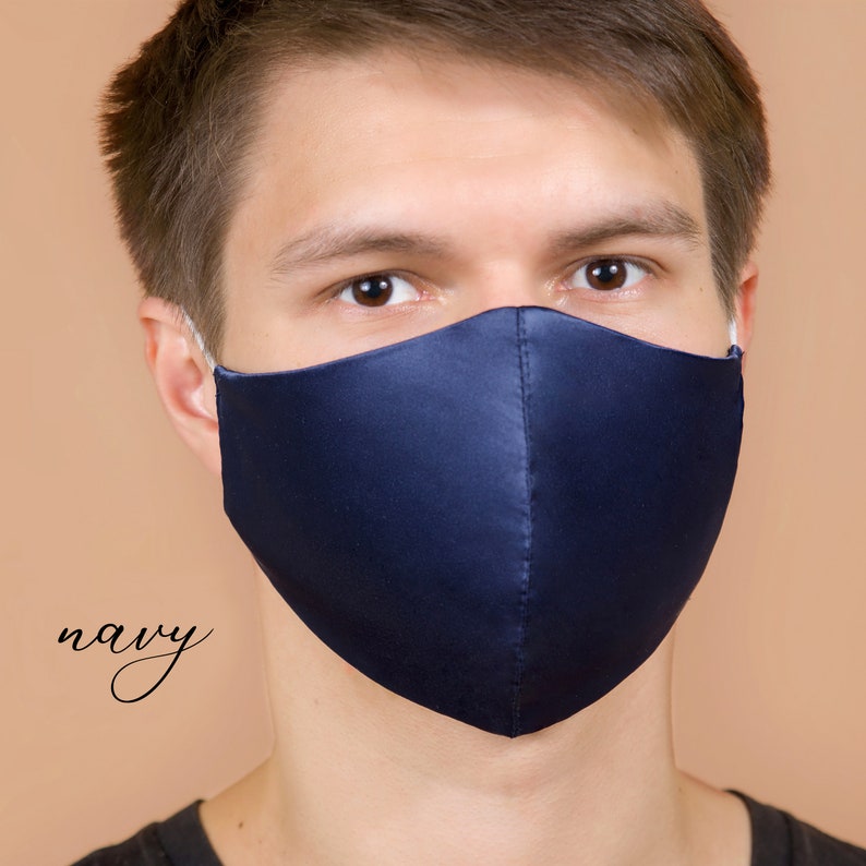 Silk Satin Face Mask Made in USA / 4 Layer Green Reusable Mask Etsy