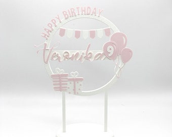 Kuchen Topper "Happy Birthday" personalisiert mit Farbe, Name & Alter