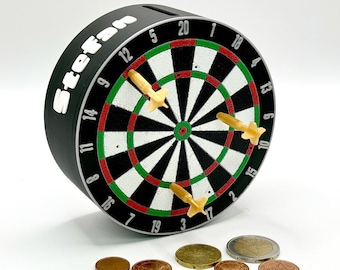 Dartboard money box, customizable - for standing & hanging