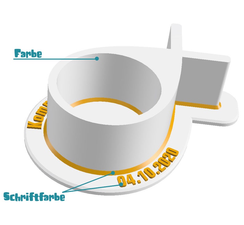 Personalisierbarer Fisch Kerzenständer für Kommunion, Konfirmation & Taufe über 60 Farben Bild 3