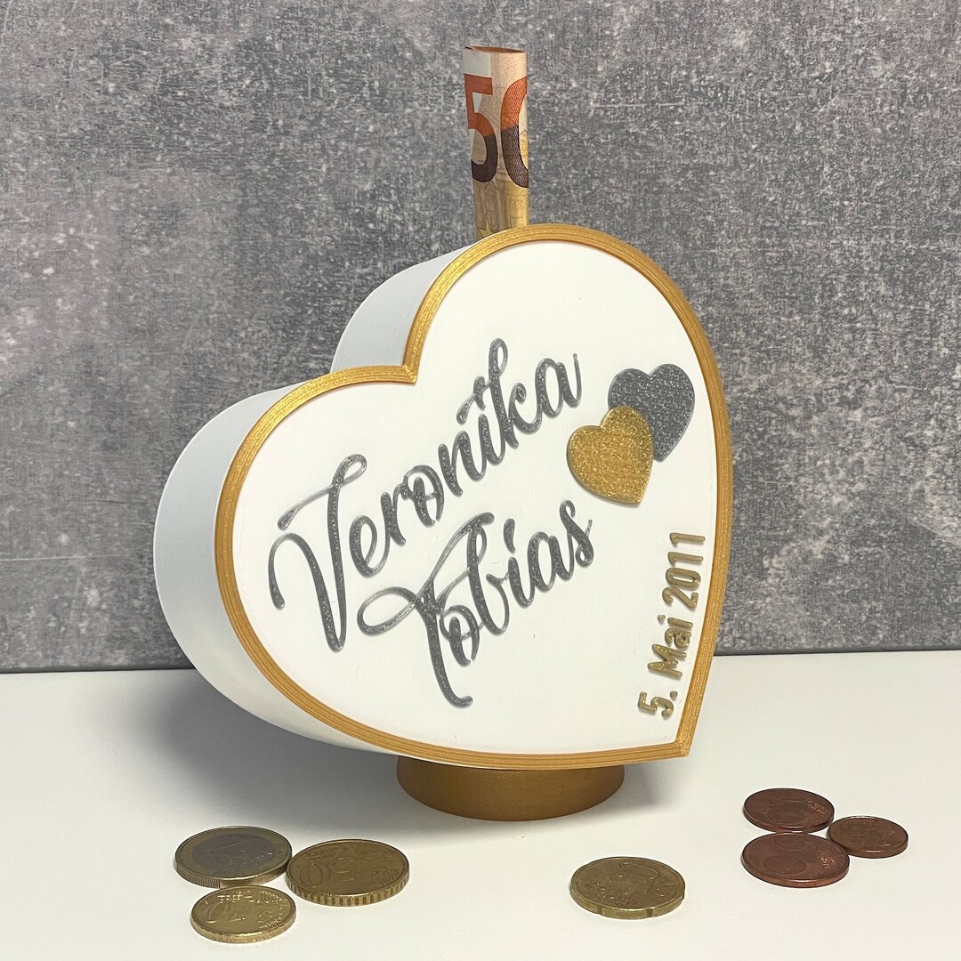 Heart Money Box for Wedding, Personalized - Etsy