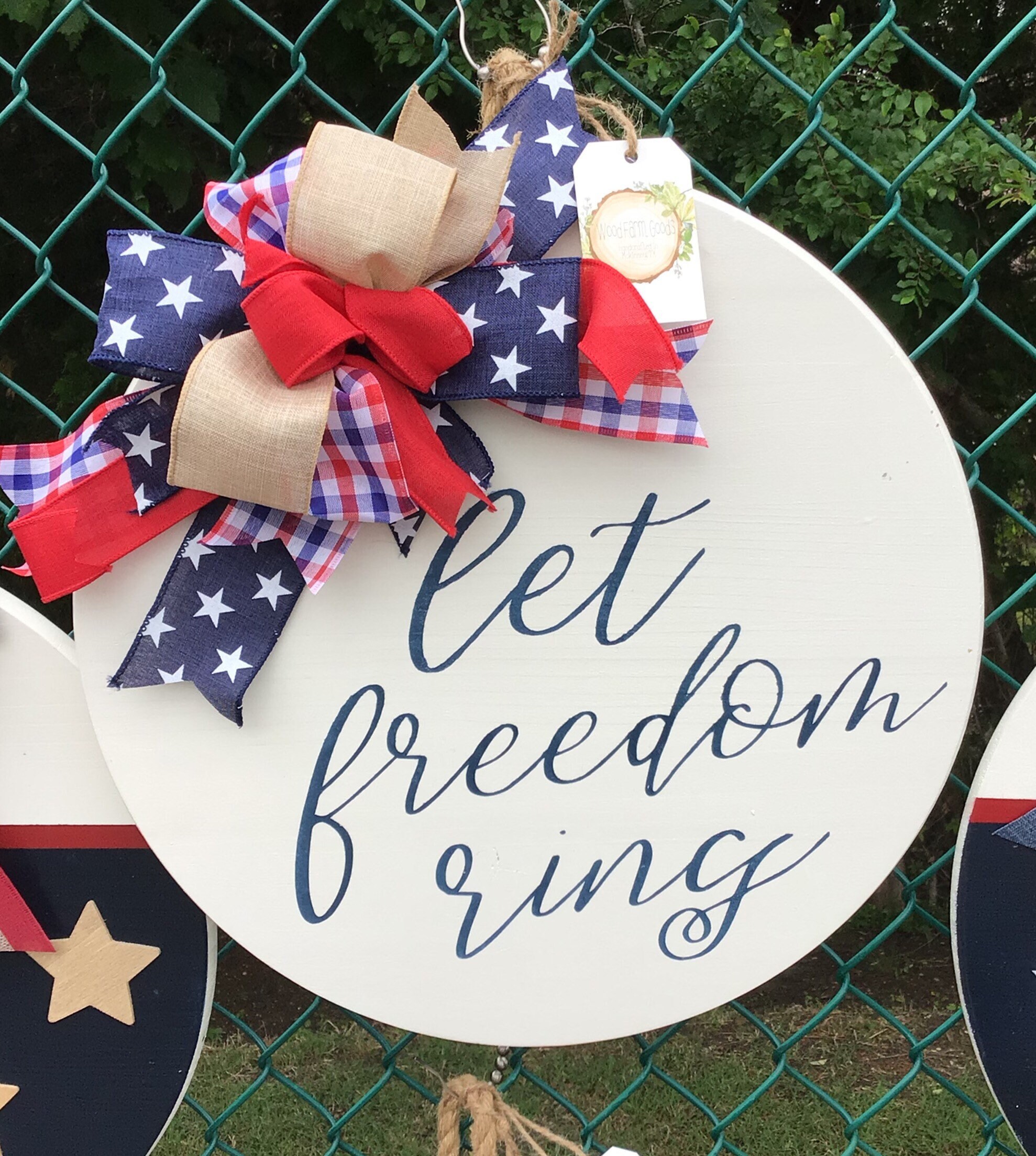 Let Freedom Ring Round Wooden Sign Etsy
