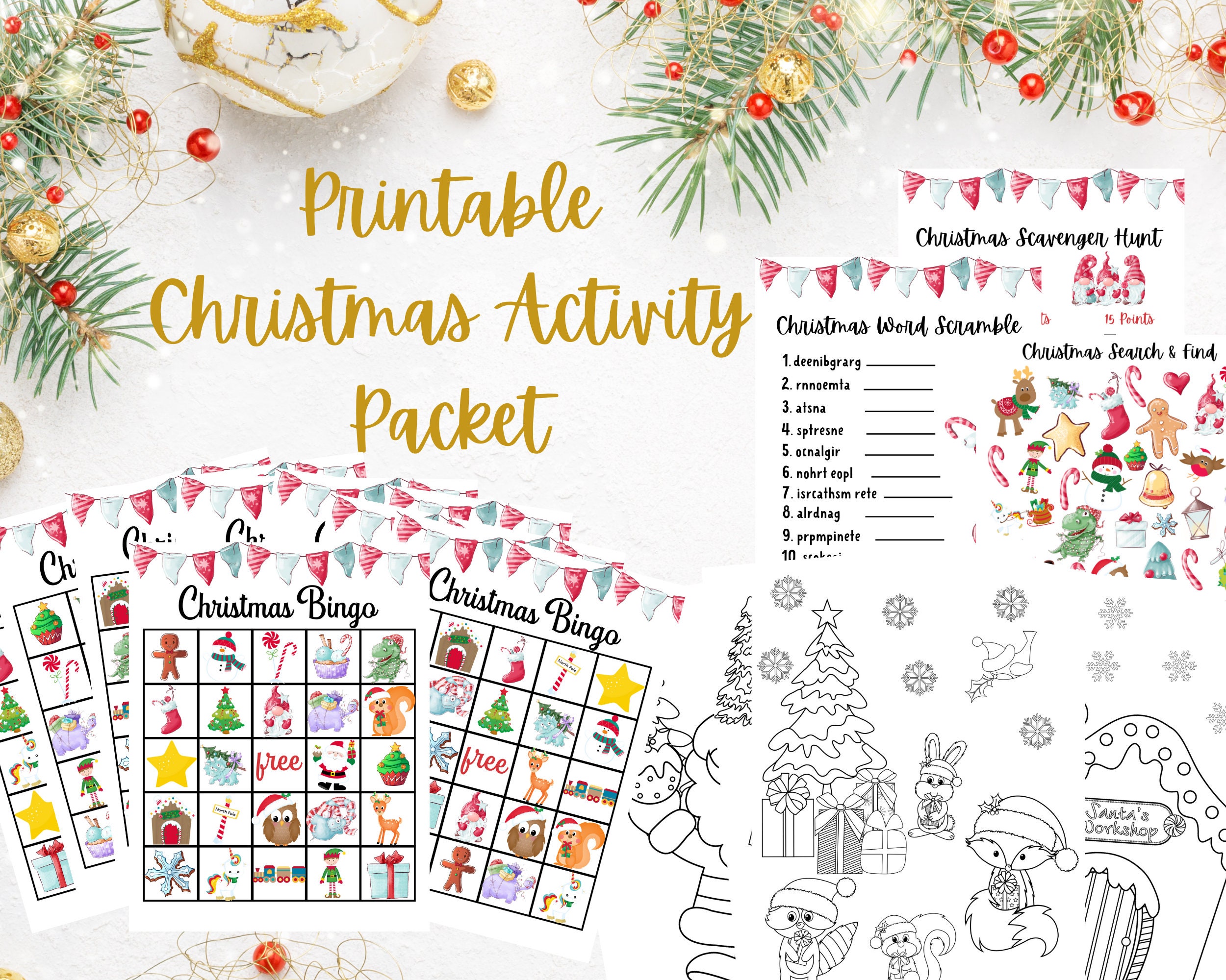 Christmas Activities and Games For Kids Printable Christmas | Etsy