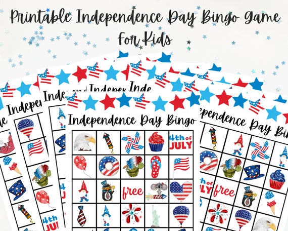 4th of July Bingo Game Independence Day Activities for Kids