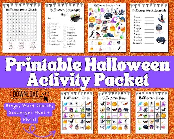 Halloween Activities For Kids, Halloween Activity Printable, Halloween Games for Kids, Halloween Bingo, Instant Download