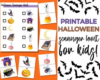 Halloween Party Games, Kids Printable Halloween Games, Halloween Scavenger Hunt, Party Games, Scavenger Hunt Printable, Instant Download