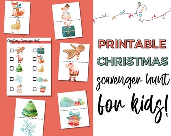Christmas Party Games, Kids Printable Christmas Games, Christmas Scavenger Hunt, Party Games, Scavenger Hunt Printable, Instant Download