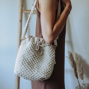 Macramé Bucket Bag 'CINDY' // Crossbody Backpack - Etsy