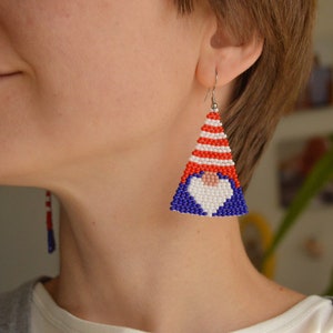 Gnome earrings, triangular earrings, christmas blue earrings image 1