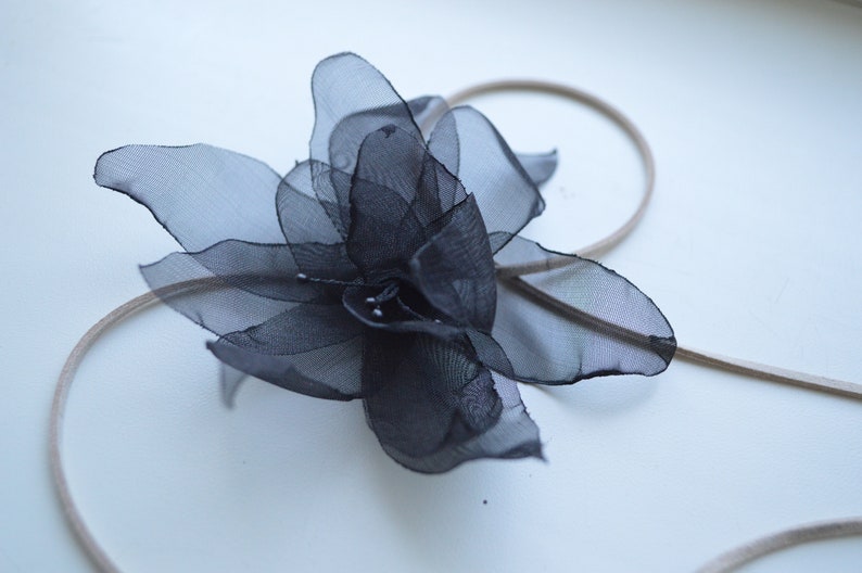 Halloween necklace, flower choker, black lily necklace image 4