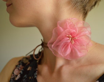 Fuchsia choker, flower girl accessories, statement necklace