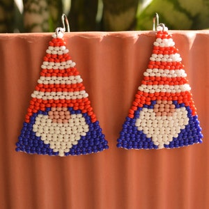 Gnome earrings, triangular earrings, christmas blue earrings image 6