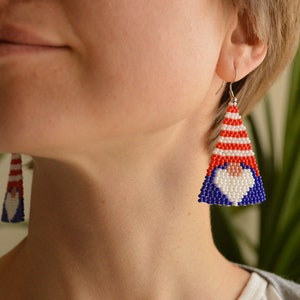 Gnome earrings, triangular earrings, christmas blue earrings image 5