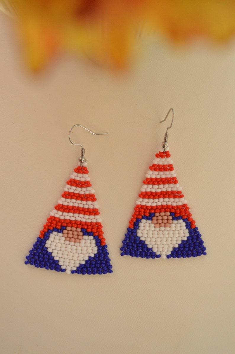 Gnome earrings, triangular earrings, christmas blue earrings image 7