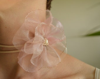 Rose choker, flower necklaces, wedding choker