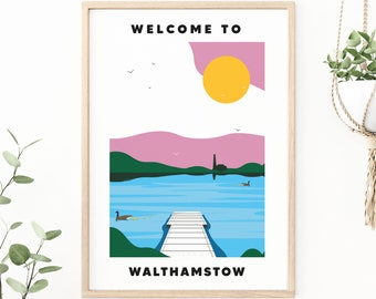 Walthamstow Print. Walthamstow Wetlands Print. London. E17. East London Print. New Home Gift.