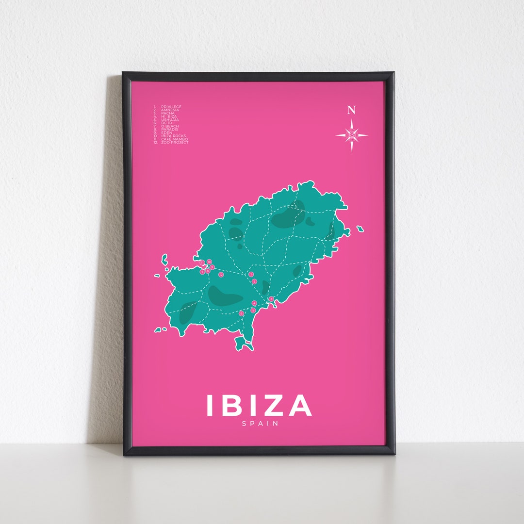 Ibiza Print. Ibiza Map. Ibiza Poster. Spain Island Map Art - Etsy UK