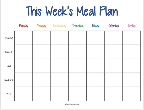 Weekly Meal Planner Rainbow Theme | Etsy