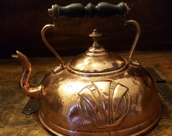 A Fabulous Vintage Arts & Crafts/Art Nouveau Copper Kettle