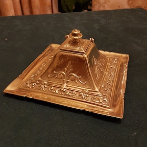 A Gorgeous Vintage Large Art Nouveau Brass Inkwell