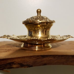 Beautiful Vintage Brass Art Nouveau Inkwell