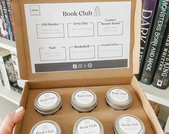 Book Club Candle Set | Six candles | Soy Scent candle sample pack Handmade | gift box candles| Variety Scent Pack| Book Lover Candle
