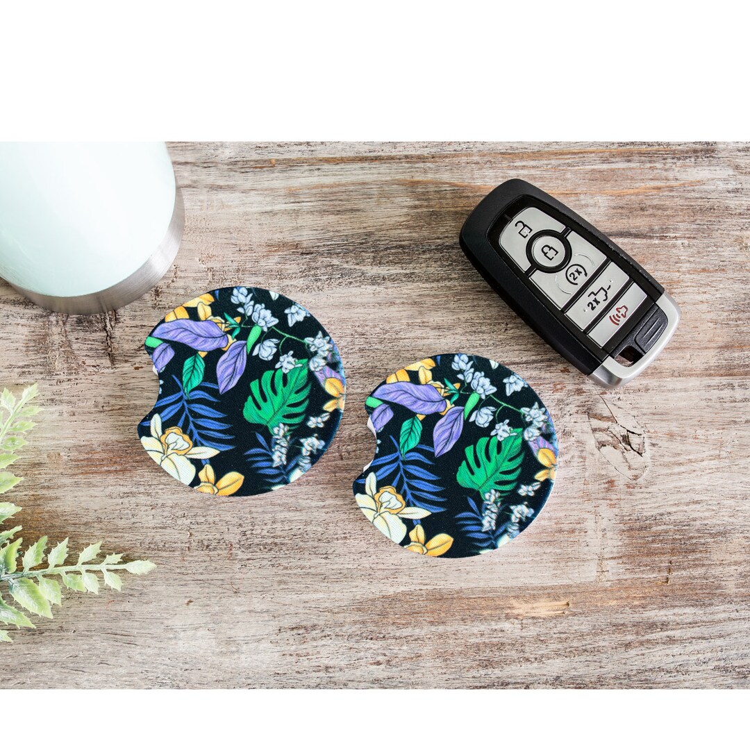 Tropical Car Coaster, New Car Gift, Car Accessories, Beach Car Coasters