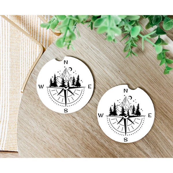 Compass Mountain car coaster, Car decor, Fun coasters, Car Accessories, Unique Gift