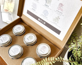 Juego de velas de soja con aromas de la mitología griega / 6 dioses y diosas