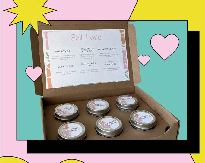 Self Love Candle Set |Candle sample pack Hand Poured Soy | Gift box candles| Self Love Aromatherapy Essential Oil Candle Set