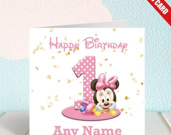 Minnie Birthday Card Etsy