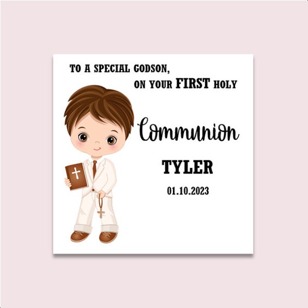 Personalised First Holy Communion Card for godson, son and grandson