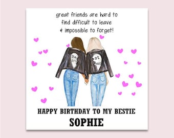Personalised Birthday Card, Birthday Card for Best Friend, Birthday Card, female birthday card, any name cards