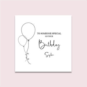 Carte d'anniversaire personnalisée, carte d'anniversaire prénom, n'importe quel nom et âge, carte simple