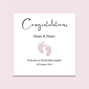 personalisierte neue Baby Mädchen Karte, Glückwunschkarte, es ist ein Mädchen, rosa Babypartykarte